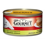 Gourmet (Гурме) Консервований повнораціонний корм для дорослих котів з кроликом та печінкою. Шматочки в паштеті.